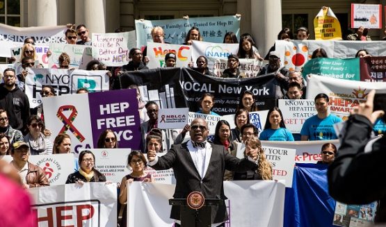 Representatives from different health advocacy groups gathered to promote hepatitis awareness.